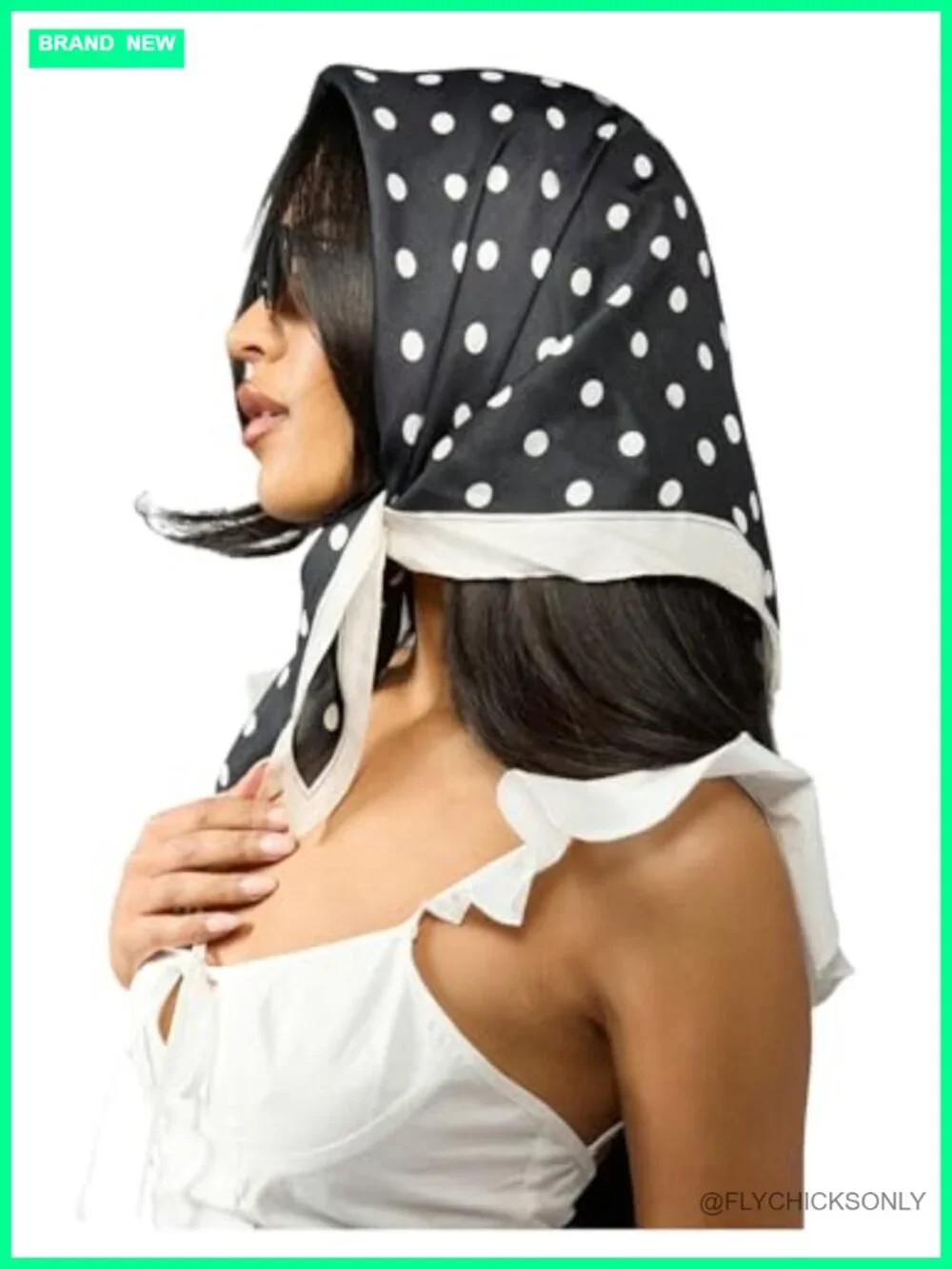 Y2K Polka Dots Head Scarf Retro Bandana Square Fashion Scarf for Women